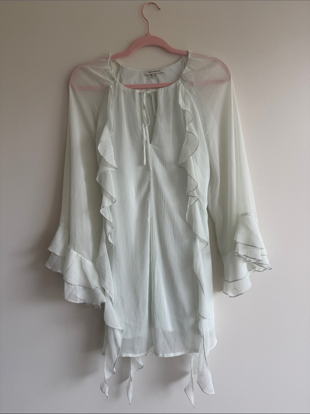 Francesca's Light Mint Ruffle Mini Dress
